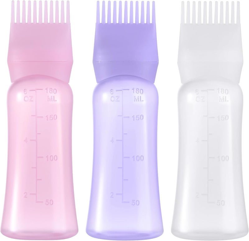 Dymoece D Root Comb Applicator Bottle 6 Ounce Hair Oil Applicator for Hair Dye, Hair Oiler Comb Bottle with Graduated Scale - Image 1